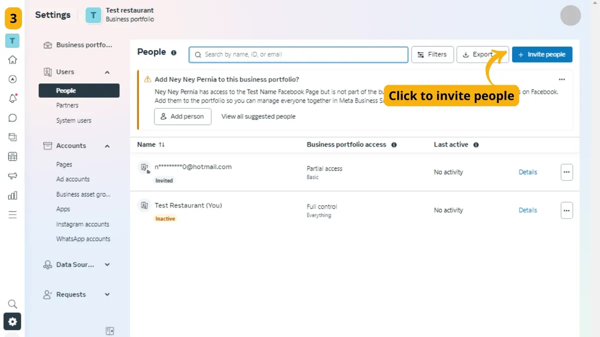 Invite people button