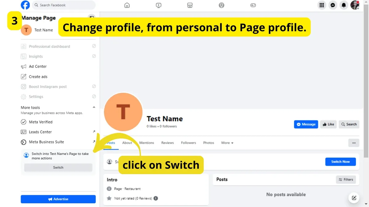 Switch button on the Page