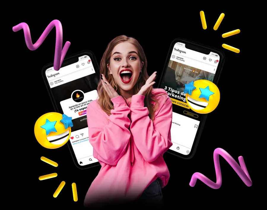 Clienta feliz usando sus redes sociales