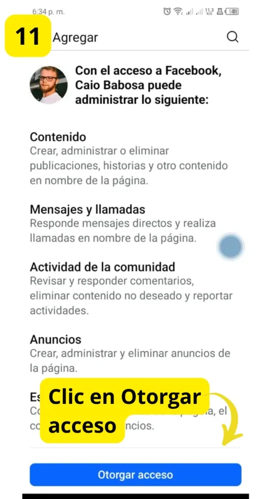 Botón Otorgar acceso